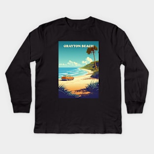 Grayton Beach Florida | Retro Travel Style Kids Long Sleeve T-Shirt